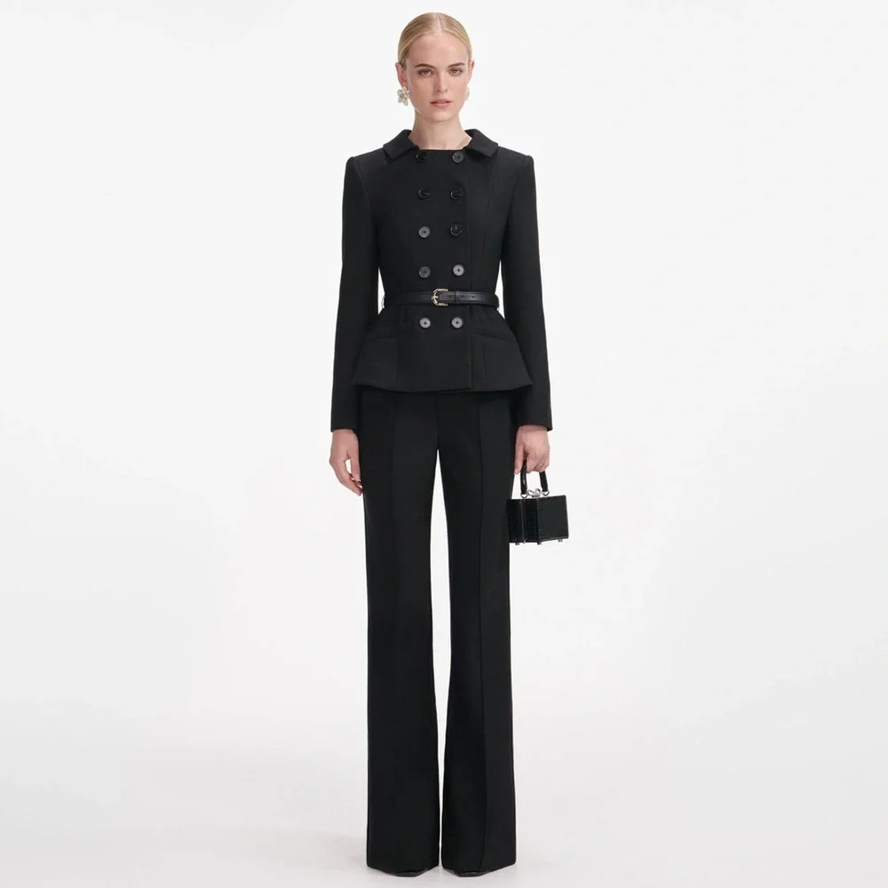 Self-Portrait Black Wool Double Breasted Jumpsuit - Picture 1 of 6